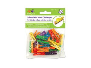 krafty kids round craftwood mini clothespins colored, 1.19in, 40-piece