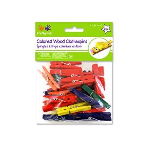 Krafty Kids CW607 24/pkg 1.88" Clothespins Colored Craftwood