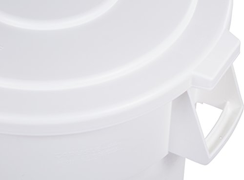 Carlisle FoodService Products 34105602 Bronco Polyethylene Round Lid, 26-1/2" Diameter x 2-1/4" Height, White, for 55 Gallon Trash Containers