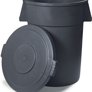 CFS 34105623 Bronco Polyethylene Round Lid, 26-1/2" Diameter x 2-1/4" Height, Gray, for 55 Gallon Trash Containers