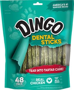 dingo tartar and breath dental sticks for all dogs, 48-count
