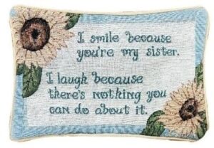manual 12.5 x 8.5-inch decorative throw pillow, i smile i laugh/sister