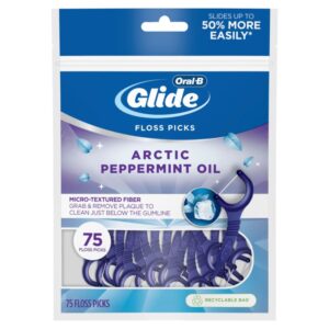 Oral-B Glide Arctic Peppermint Oil Dental Floss Picks, Mint, 75 Count