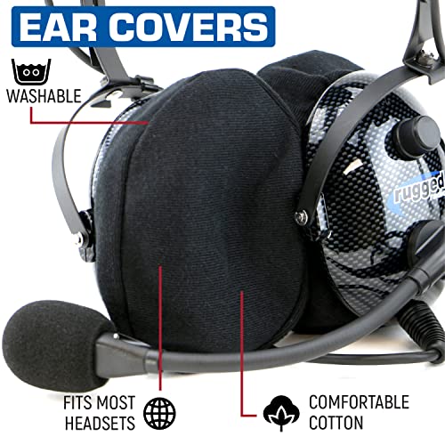 Rugged Radios Cloth Ear Covers for Aviation Racing Gaming Hunting Safety Headsets - Features Soft Comfort Universal Fit for Any Headset Ear-Cover