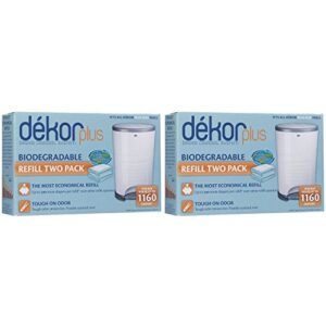 diaper dekor plus 2 packs containing 2 refills each (4 total refills) biodegradable