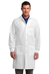 red kap unisex adult specialized cuffed with 3 front pockets medical lab coat, white, large us