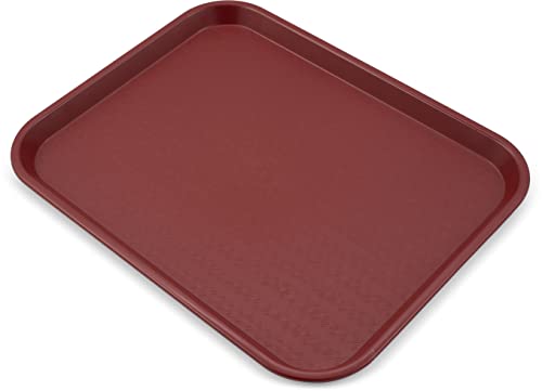 Carlisle FoodService Products Cafe Plastic Fast Food Tray, 14" x 18", Burgundy, (Pack of 12)