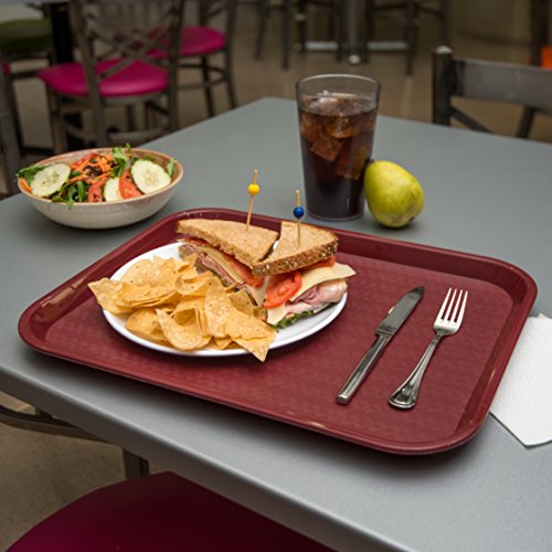 Carlisle FoodService Products Cafe Plastic Fast Food Tray, 14" x 18", Burgundy, (Pack of 12)