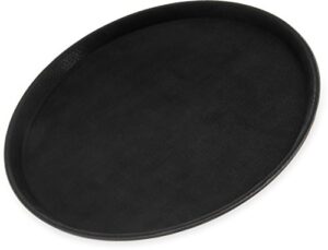 carlisle foodservice products cfs 1400gl004 griplite rubber lined non-slip round serving tray, 14" diameter, black (pack of 12)