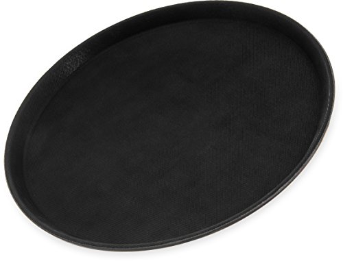 Carlisle FoodService Products CFS 1400GL004 GripLite Rubber Lined Non-Slip Round Serving Tray, 14" Diameter, Black (Pack of 12)