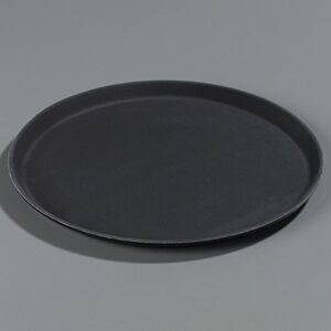 Carlisle FoodService Products CFS 1400GL004 GripLite Rubber Lined Non-Slip Round Serving Tray, 14" Diameter, Black (Pack of 12)