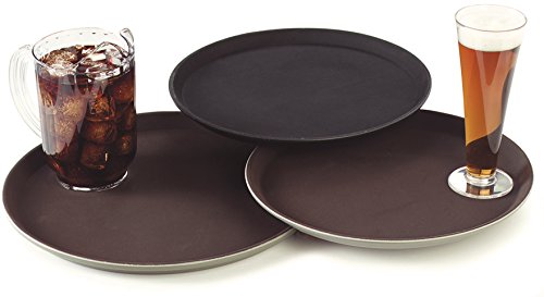 Carlisle FoodService Products CFS 1400GL004 GripLite Rubber Lined Non-Slip Round Serving Tray, 14" Diameter, Black (Pack of 12)