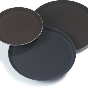 Carlisle FoodService Products CFS 1400GL004 GripLite Rubber Lined Non-Slip Round Serving Tray, 14" Diameter, Black (Pack of 12)