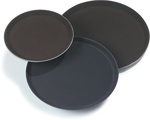 Carlisle FoodService Products CFS 1400GL004 GripLite Rubber Lined Non-Slip Round Serving Tray, 14" Diameter, Black (Pack of 12)