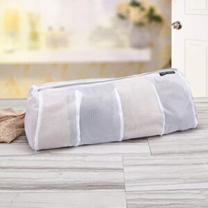 Laura Ashley 4 Compartment Mesh Hosiery Wash Bag with Zipper Closure to Protect Clothes in the Wash