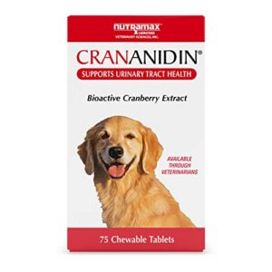 nutramax crananidin cranberry extract urinary tract health supplement for dogs, 75 chewable tablets