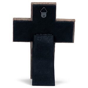 Lighthouse Christian Products Crown of Thorns Rough Woodgrain 7 Inch Cast Stone Cross Figurine