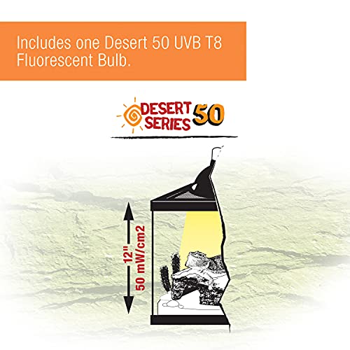 Zilla Reptile T8 Slimline Desert Pet Habitat Light Fixture with 15 Watt Fluorescent Bulb, 18 Inches,Black