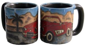 one (1) mara stoneware collection - 16 ounce coffee or tea cup collectible dinner mug - sports car design