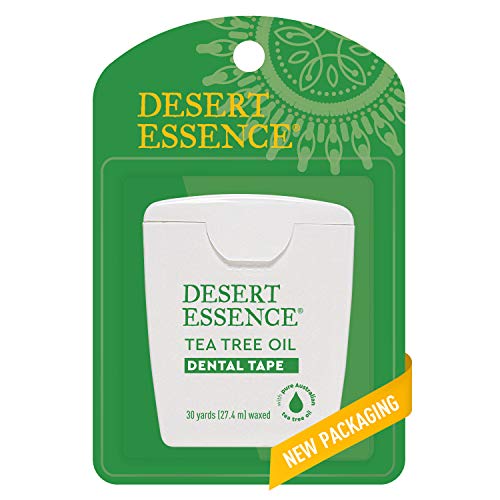 Desert Essence Tea Tree Oil Dental Tape - 30 Yards - Pack of 6 - Naturally Waxed w/Beeswax - Thick Flossing No Shred Tape - On The Go - Removes Food Debris Buildup - Cruelty-Free Antiseptic