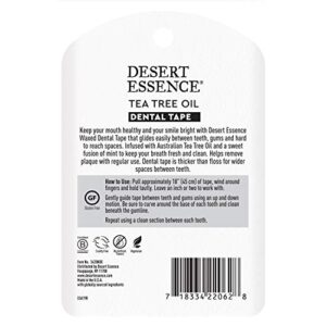 Desert Essence Tea Tree Oil Dental Tape - 30 Yards - Pack of 6 - Naturally Waxed w/Beeswax - Thick Flossing No Shred Tape - On The Go - Removes Food Debris Buildup - Cruelty-Free Antiseptic