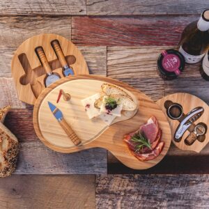 TOSCANA - a Picnic Time brand Sand Trap Cheese Board and Tool Set, Charcuterie Board Set, Wood Cutting Board with Cheese Knives, (Bamboo) 16 x 12 x 4