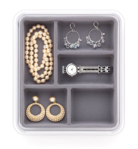 Neatnix STAX Jewelry Organizer Tray, 5 Compartments, Pearl Grey