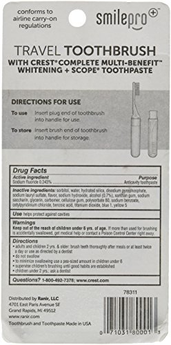 Dental Source Travel Toothbrush and Crest Toothpaste Kit, Assorted, 0.85 Ounce