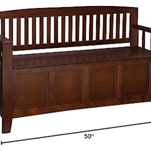 Linon Home Dcor Linon Home Decor Cynthia Storage Bench, 50"w x 17.25"d x 32"h, Walnut