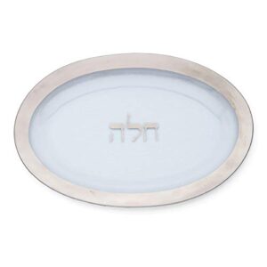 challah platter w/ platinum rim - annieglass judaica collection