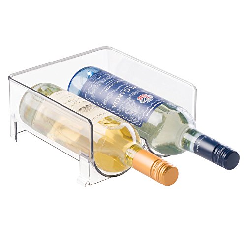 InterDesign Stackable Wine Storage Rack – Free Standing Organizer for Refrigerator or Kitchen Countertops - Holds 2 Bottles, Clear