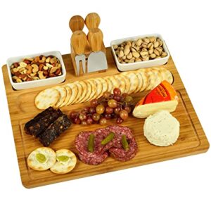 picnic at ascot sherborne bamboo cheese board set with 4 tools - designed & quality assured in the usa