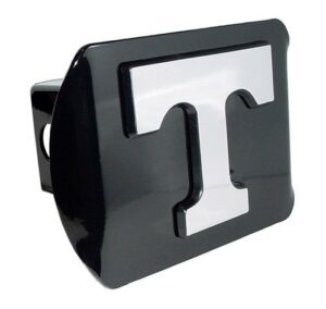 tennessee volunteers black metal trailer hitch cover with chrome metal logo (for 2" receivers)