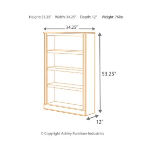 Signature Design by Ashley Hamlyn Traditional 53" Bookcase with 3 Adjustable Shelves, Brown