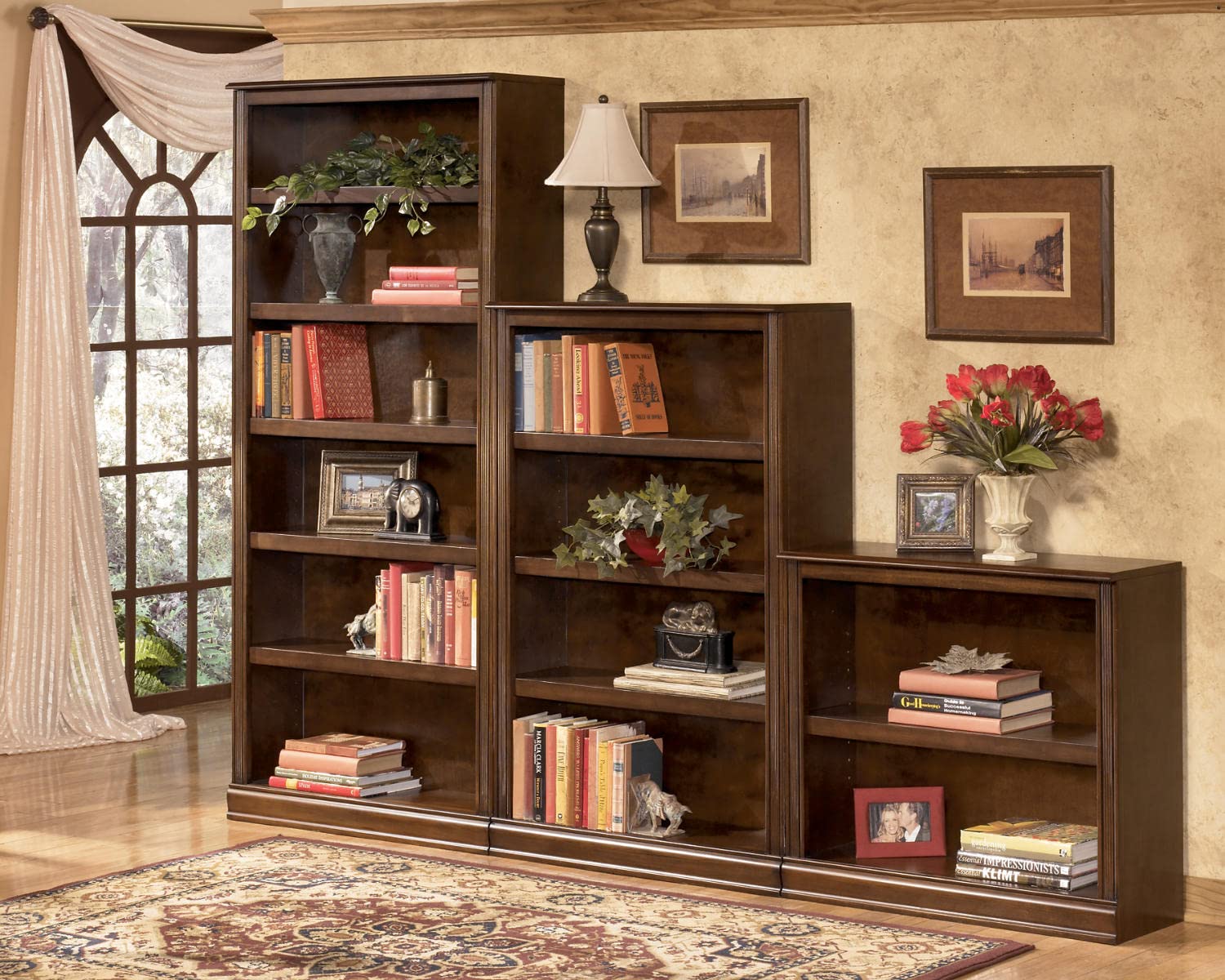Signature Design by Ashley Hamlyn Traditional 53" Bookcase with 3 Adjustable Shelves, Brown