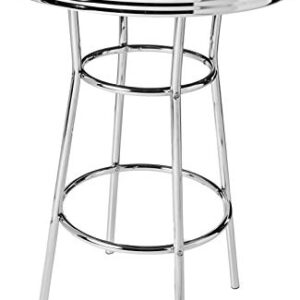 Crown Mark 3905Set Retro 3pc Bar Set w/ 2 stools Black and Chrome