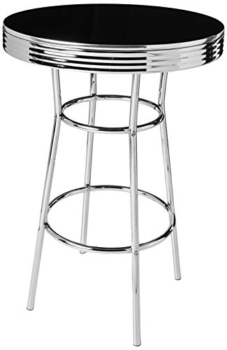 Crown Mark 3905Set Retro 3pc Bar Set w/ 2 stools Black and Chrome