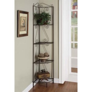 Coaster Home Furnishings Corner Bookcase with Decorative Scrolls Copper