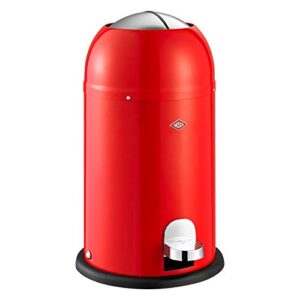 Wesco Kickmaster Junior - German Designed - Step Trash Can, Powder Coated Steel, 4 Gallon / 15 L, Red