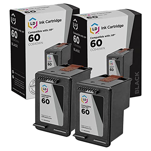 LD Products Remanufactured Compatible Ink Cartridge Replacement for HP 60 CC640WN (2 Pack - Black) Compatible with HP Photosmart, Envy e All-in-one, and Deskjet Printers