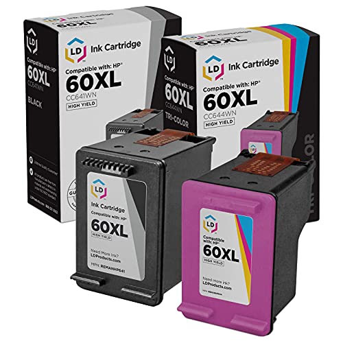 LD Remanufactured Ink Cartridge Replacement for HP 60XL High Yield (Black,TRI Color, 2-Pack)