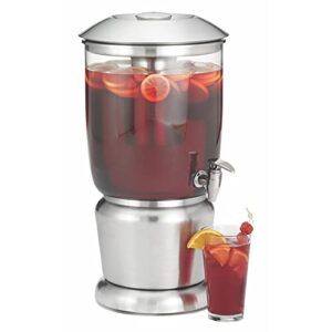 tablecraft 2.5 gallon drink dispenser with fruit infuser & stand | bpa free | tritan stainless steel | cold beverage dispenser for catering, buffet or home use (75)