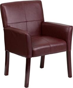 flash furniture taylor burgundy leathersoft executive side reception chair with mahogany legs