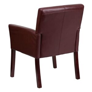 Flash Furniture Taylor Burgundy LeatherSoft Executive Side Reception Chair with Mahogany Legs