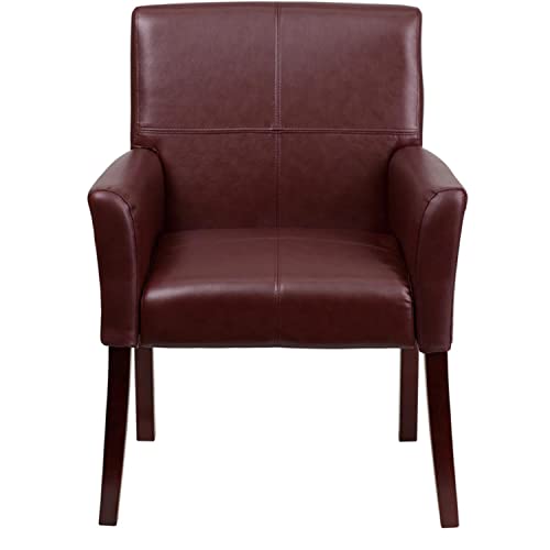 Flash Furniture Taylor Burgundy LeatherSoft Executive Side Reception Chair with Mahogany Legs