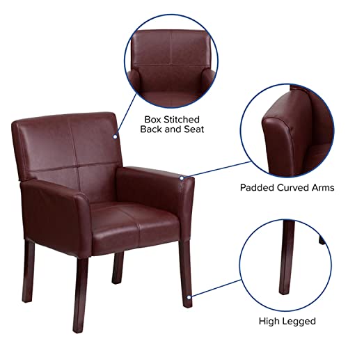 Flash Furniture Taylor Burgundy LeatherSoft Executive Side Reception Chair with Mahogany Legs