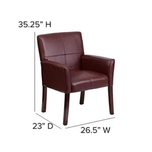 Flash Furniture Taylor Burgundy LeatherSoft Executive Side Reception Chair with Mahogany Legs