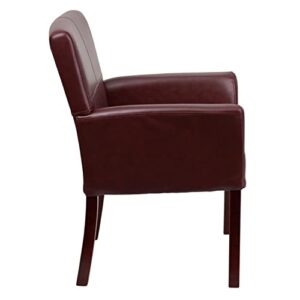 Flash Furniture Taylor Burgundy LeatherSoft Executive Side Reception Chair with Mahogany Legs