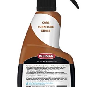 Weiman Leather Cleaner and Conditioner for Furniture - Cleans Conditions and Restores Leather Surfaces - UV Protectants Help Prevent Cracking or Fading of Leather Car Seats, Shoes, Purses