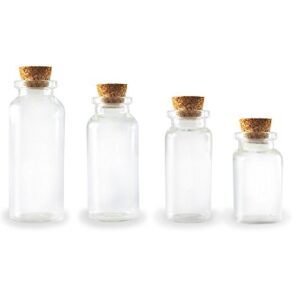 CraftMedley GB800 Glass Bottles, Mini Containers with Cork Lid, Multiple Sizes Included 7mL/10mL/15mL/20mL, 4-Piece